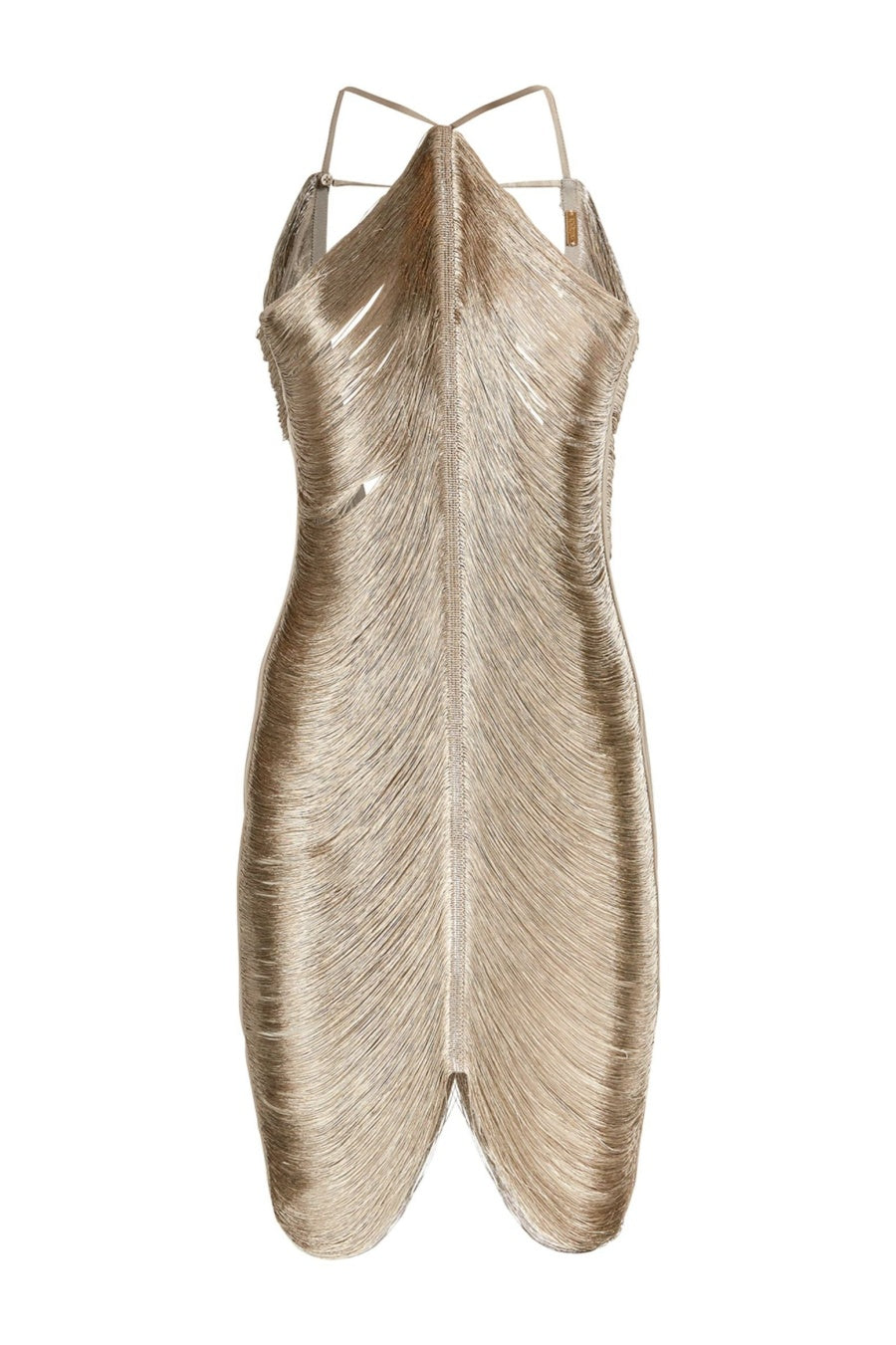 Flowering Girl Women Veroty Halter Fringe Mini Dress - Silver