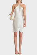 Flowering Girl Women Veroty Halter Fringe Mini Dress - White