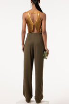 Flowering Girl Women Veroty Halter Fringe Top - Gold