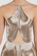 Flowering Girl Women Veroty Halter Fringe Top - Silver