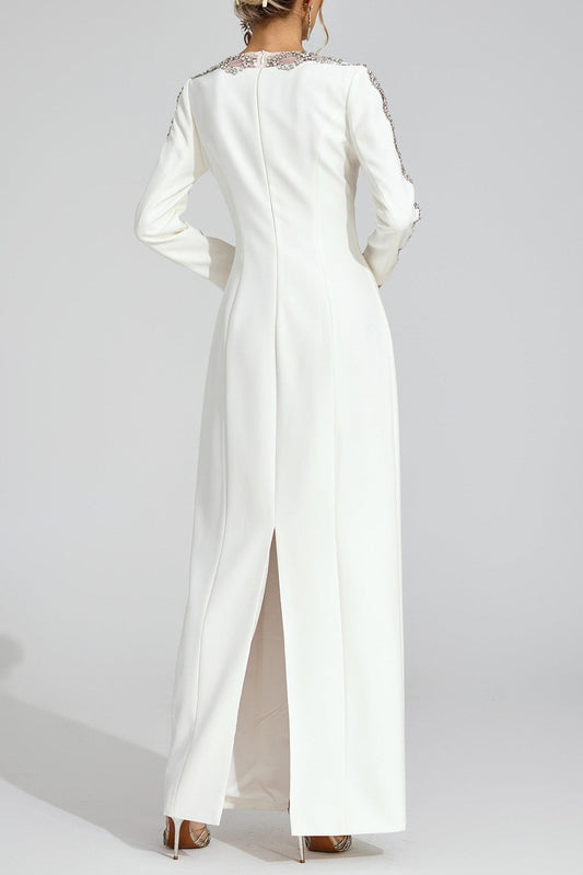 tiffany rhinestone embellished cutout maxi dress - white