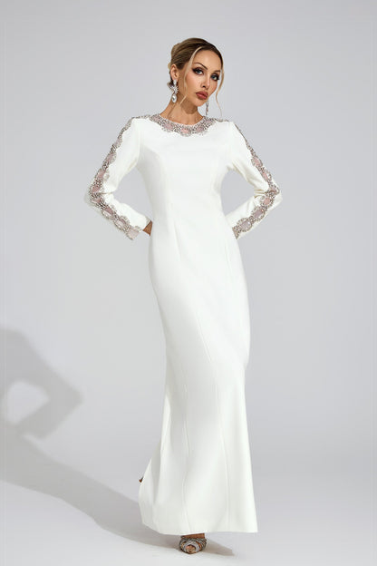 tiffany rhinestone embellished cutout maxi dress - white