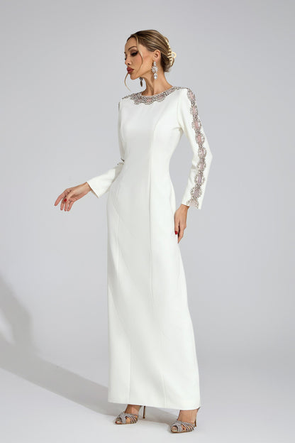 tiffany rhinestone embellished cutout maxi dress - white