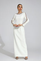 Flowering Girl Women tiffany rhinestone embellished cutout maxi dress - white
