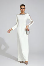 Flowering Girl Women tiffany rhinestone embellished cutout maxi dress - white