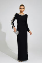 Flowering Girl Women tiffany rhinestone embellished cutout maxi dress - black