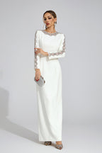 Flowering Girl Women tiffany rhinestone embellished cutout maxi dress - white