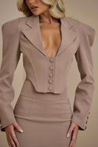 Flowering Girl Women Victoria Deep V-Neck Blazer & Mini Skirt Set