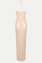 Flowering Girl Women Vidonia Halter Floral Sequin Maxi Dress - Nude