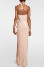 Flowering Girl Women Vidonia Halter Floral Sequin Maxi Dress - Nude