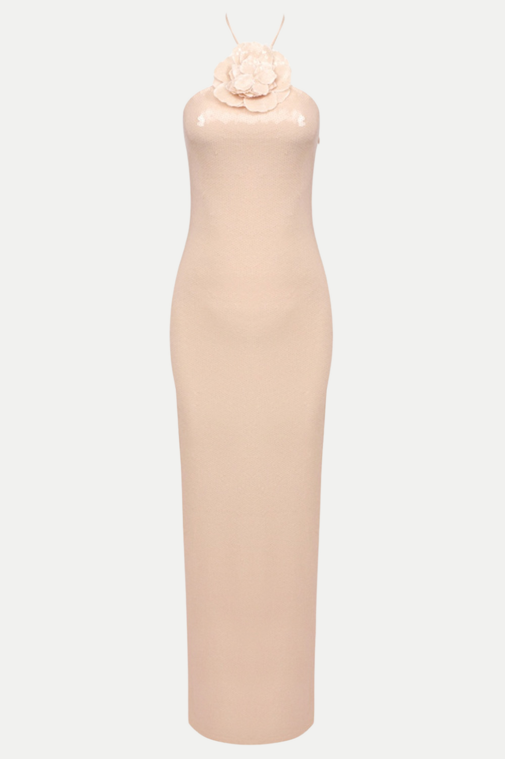 Flowering Girl Women Vidonia Halter Floral Sequin Maxi Dress - Nude