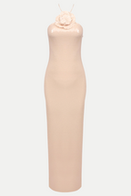 Flowering Girl Women Vidonia Halter Floral Sequin Maxi Dress - Nude