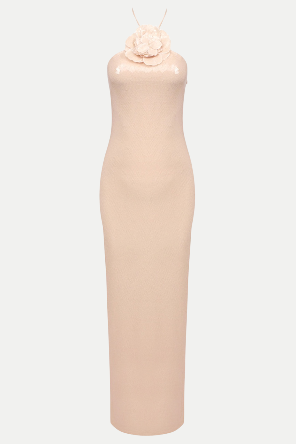 Flowering Girl Women Vidonia Halter Floral Sequin Maxi Dress - Nude