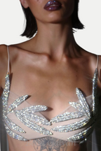 Flowering Girl Women Vieby Leaf Crystal Bralette in Apricot