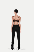 Flowering Girl Women Vieby Leaf Crystal Bralette in Black