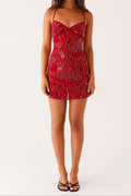 Flowering Girl Women Vietta Sequin Cami Mini Dress in Red