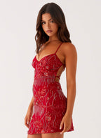 Flowering Girl Women Vietta Sequin Cami Mini Dress in Red