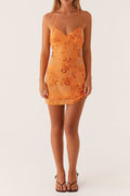 Flowering Girl Women Vietta Sequin Cami Mini Dress in Orange