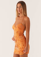 Flowering Girl Women Vietta Sequin Cami Mini Dress in Orange