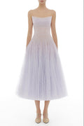 Violet Draped Lace Midi Dress