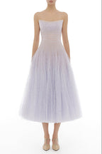 Violet Draped Lace Midi Dress