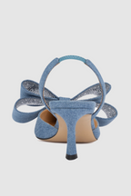 Flowering Girl Women Violeta Bow-embellished Denim Slingback Pumps - Blue