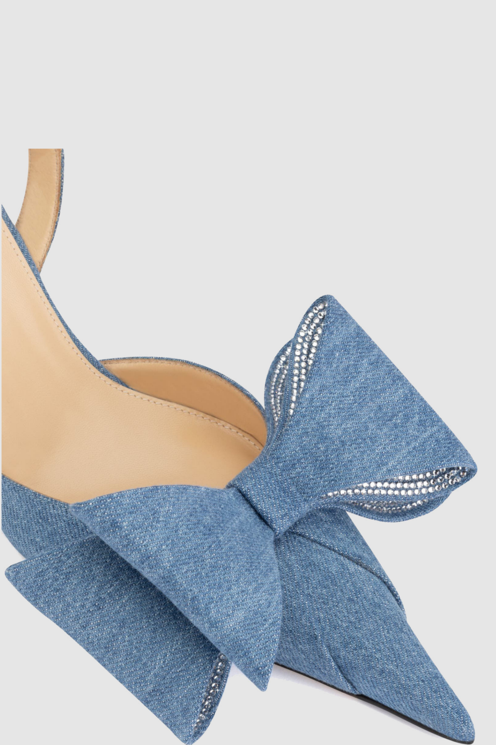 Flowering Girl Women Violeta Bow-embellished Denim Slingback Pumps - Blue
