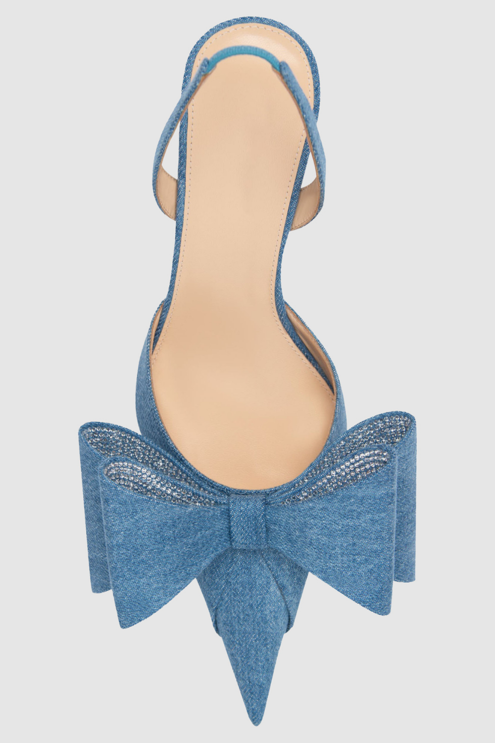 Flowering Girl Women Violeta Bow-embellished Denim Slingback Pumps - Blue