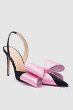 Flowering Girl Women Violeta Bow-embellished Satin Slingback Pumps - Black