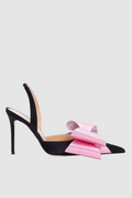 Flowering Girl Women Violeta Bow-embellished Satin Slingback Pumps - Black