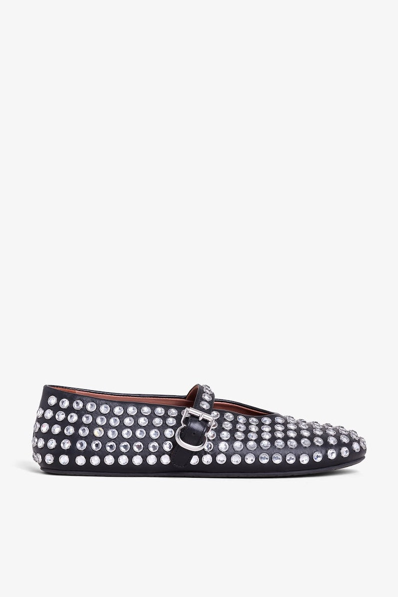 Flowering Girl Women Violeta Rhinestone Fishnet Ballet Flats