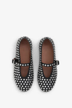 Flowering Girl Women Violeta Rhinestone Fishnet Ballet Flats