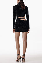 Flowering Girl Women Viveka Crystal Embellshed Cutout Mini Dress