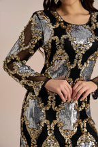Flowering Girl Women Vivien Sequins Embroidery Sheer Mini Dress