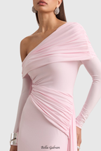 Flowering Girl Women Vlaise Off Shoulder Draped Mini Dress - Pink