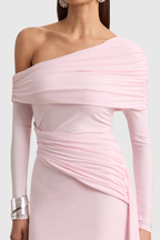 Flowering Girl Women Vlaise Off Shoulder Draped Mini Dress - Pink