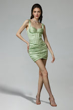 Flowering Girl Women Vole Satin Pleated Mini Dress