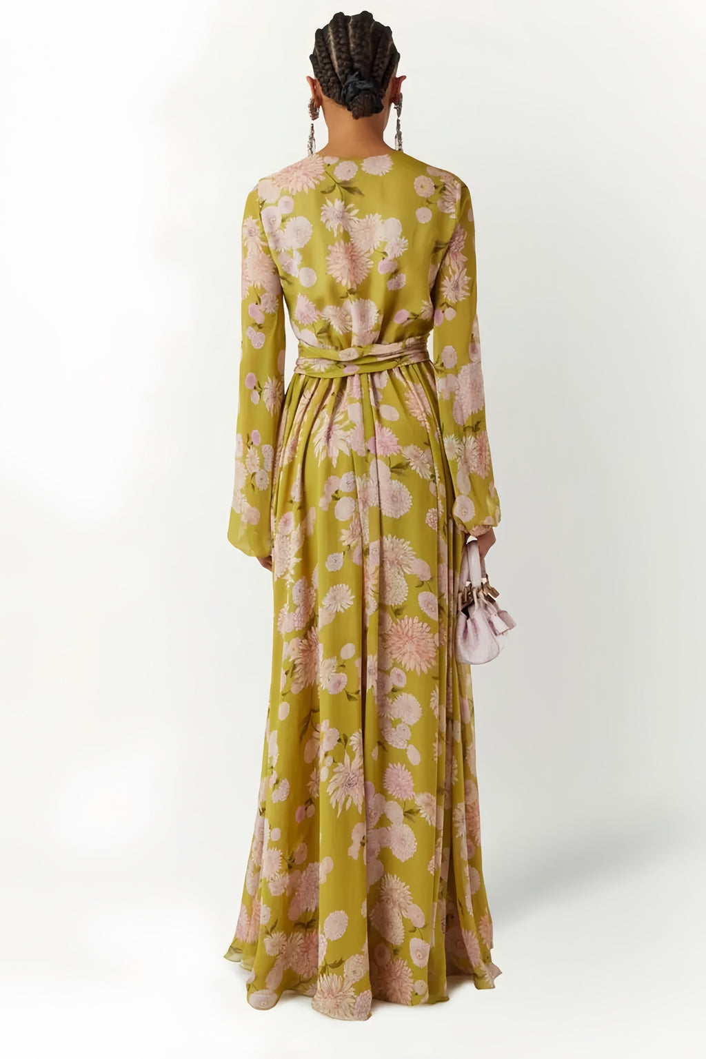 Flowering Girl Women selena floral lace up puff sleeve maxi dress