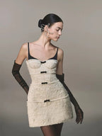 Flowering Girl Women Santos Bow Mini Dress - Beige