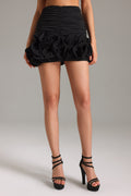 Flowering Girl Women Wesani Ruched Flounced Mini Skirt - Black