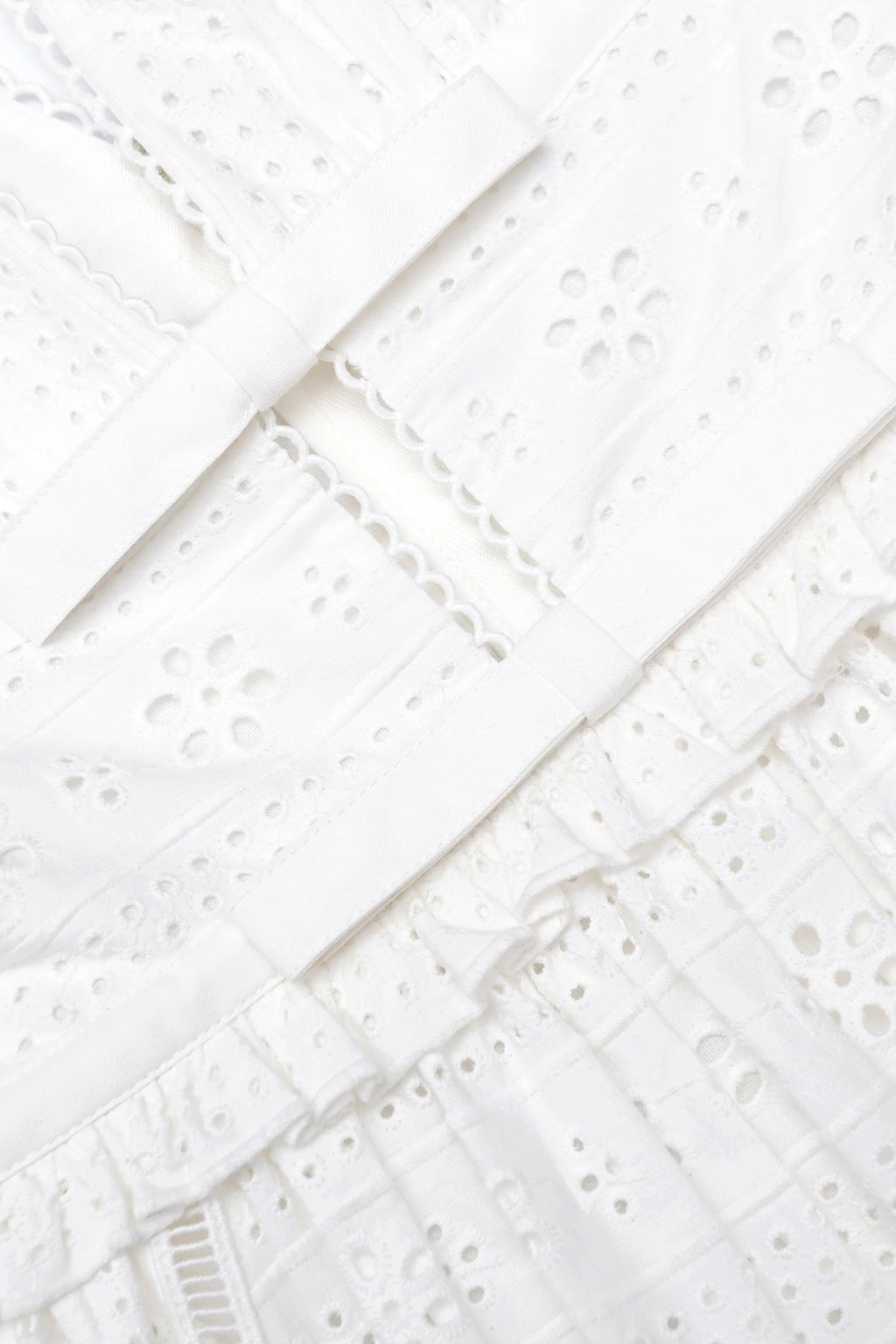 Flowering Girl Women White Cotton Broderie Midi Dress
