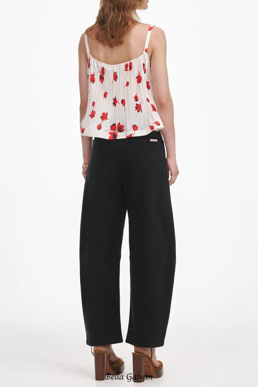 Flowering Girl Women White Floral Plisse Top