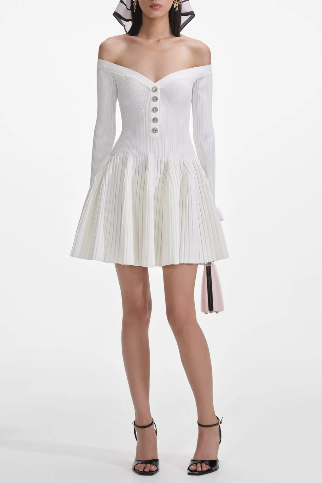 Flowering Girl Women White Ribbed Knit Mini Dress