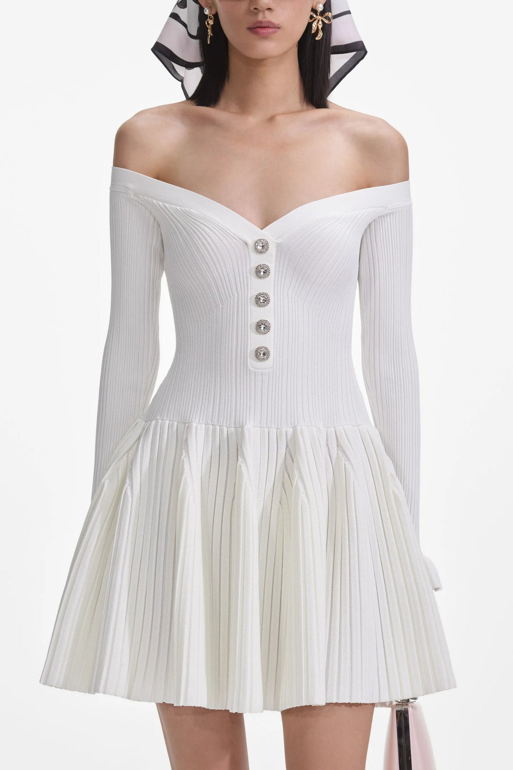 Flowering Girl Women White Ribbed Knit Mini Dress