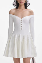 Flowering Girl Women White Ribbed Knit Mini Dress