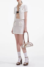 Flowering Girl Women White Sequin Crochet Top