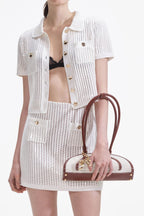 Flowering Girl Women White Sequin Crochet Top