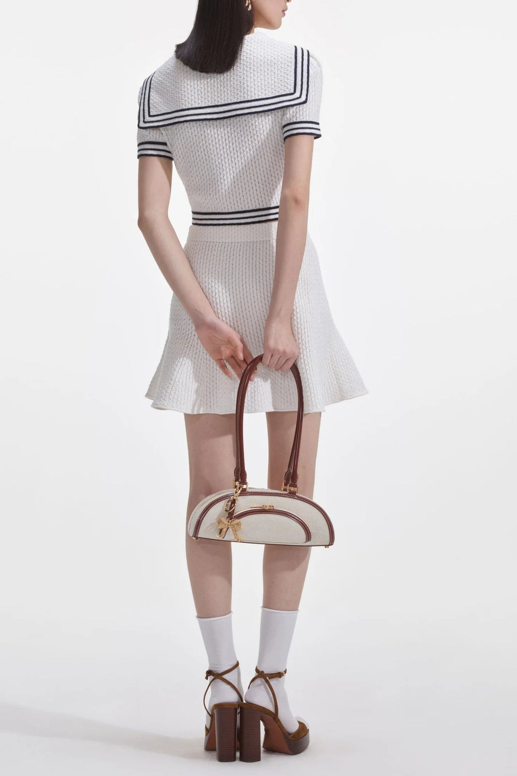 Flowering Girl Women White Textured Knit Mini Skirt