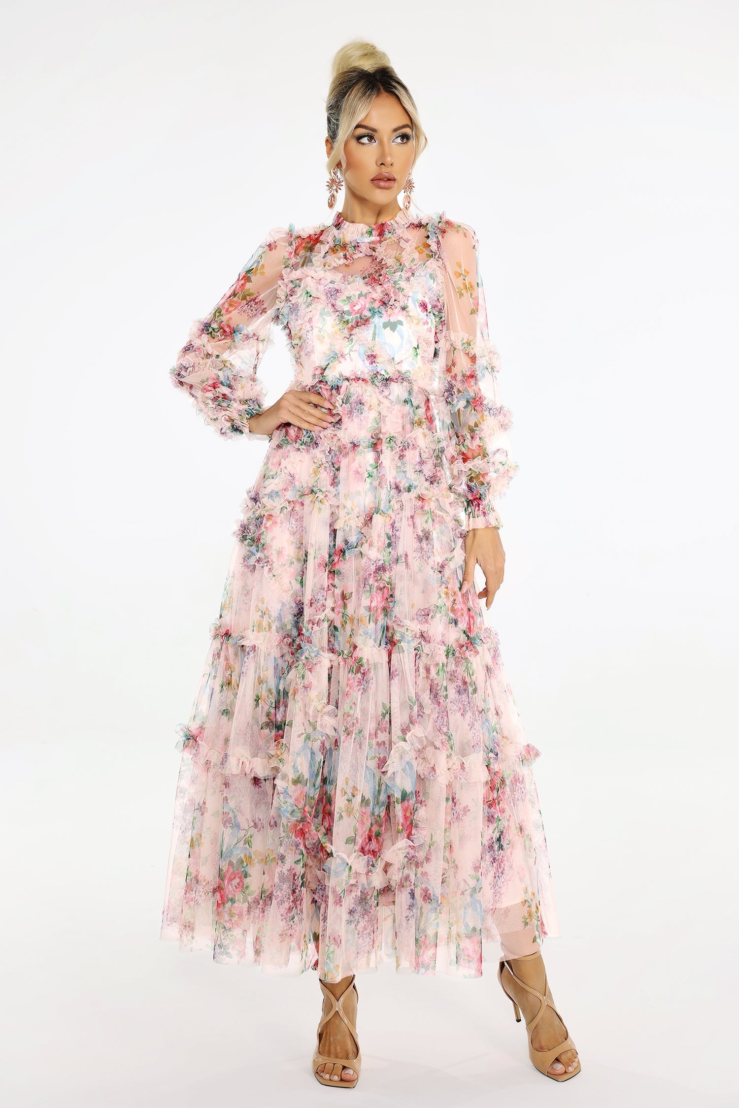 Flowering Girl Women Winona Print Mesh Midi Dress