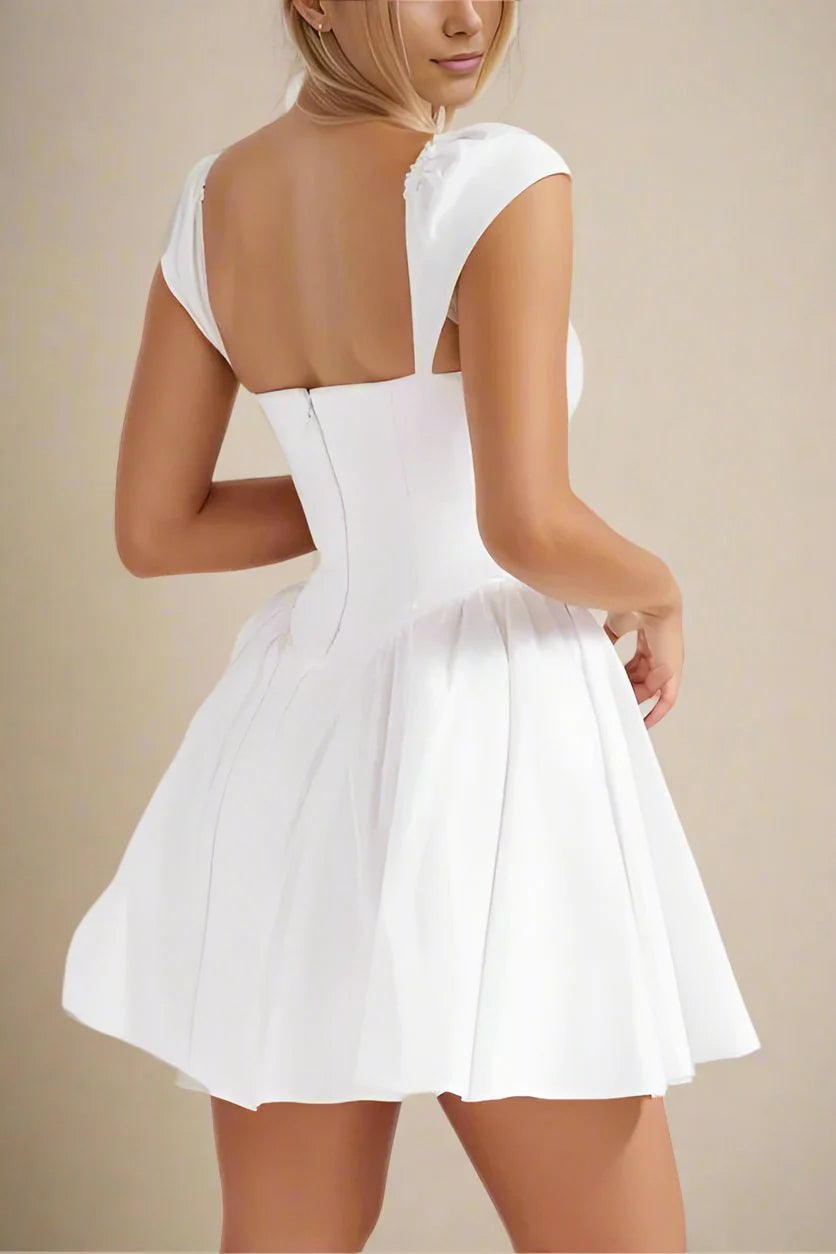 Flowering Girl Women Julie White Folded-Neck Bonded Sleeveless Mini Dress